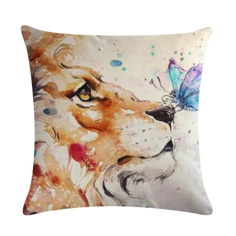 Animal Print Linen Pillowcase by Axyaa - Home Decor Cushion Cover