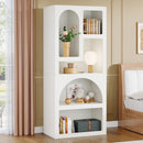 Axyaa Geometric White Bookcase with 5 Irregular Shelves, 70.87" Tall Modern Open Bookshelf