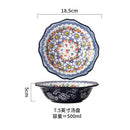Axyaa Retro Ceramic Double Ear Large Soup Bowl with Handle - Colorful Tableware