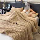 Axyaa Jacquard Queen Size Coral Fleece Blanket - Soft Plush Geometric Sofa Throw