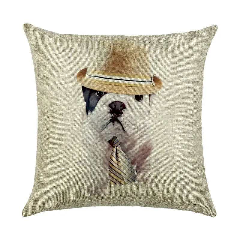 Cute Dog Watercolor Linen Cushion Cover 45*45cm - Axyaa