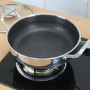 Axyaa Double Ear Stainless Steel Stew Pot with Lid, Non-Stick Pancake Baking Tray