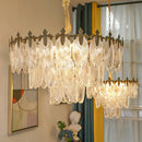 Axyaa Luxury Peacock Feather Crystal Chandelier - Modern American Retro Glass Crown Chandelier