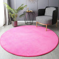 Axyaa Round Coral Velvet Carpet: Soft Living Room Rug for Kids Play & Coffee Table