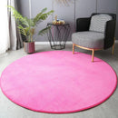 Axyaa Round Coral Velvet Carpet: Soft Living Room Rug for Kids Play & Coffee Table