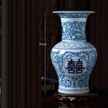 Axyaa 34cm Blue and White Porcelain Vase Antique Chinese Style Flower Arrangement