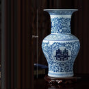 Axyaa 34cm Blue and White Porcelain Vase Antique Chinese Style Flower Arrangement