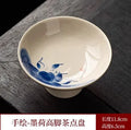 Axyaa Hand-Painted Ceramic High Leg Tea Tray - Exquisite Living Room Fruit Dim Sum Plate.