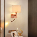 Axyaa LED Fabric Lampshade Wall Lamp with Adjustable Spotlight for Home and Hotel