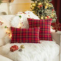 Axyaa Plaid Autumn Pillow Cover 18X18inch Brown Yellow Rustic Red Sofa Chair