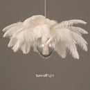 Axyaa Ostrich Feather LED Stair Chandelier Glass Hanging Lamps for Villa Hotel Lighting