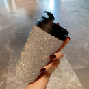 Axyaa 12oz Rhinestone Stainless Steel Thermal Tumbler Mug with Handle