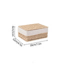 Axyaa Handwoven Storage Basket with Lid - Rectangular Organizer for Home and Closet
