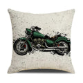 Retro Motorcycle Girls Linen Pillow Cover by Axyaa