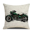 Retro Motorcycle Girls Linen Pillow Cover by Axyaa
