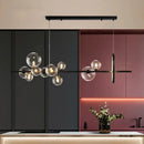Axyaa Black Glass Ball Chandelier LED Pendant Lamps for Modern Home Decor