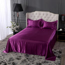 Axyaa Silky Satin Queen Bed Sheet Set Luxury Solid High End Rayon Sheets