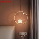 Axyaa Gold Brass LED Chandelier - Contemporary Copper Hanging Light