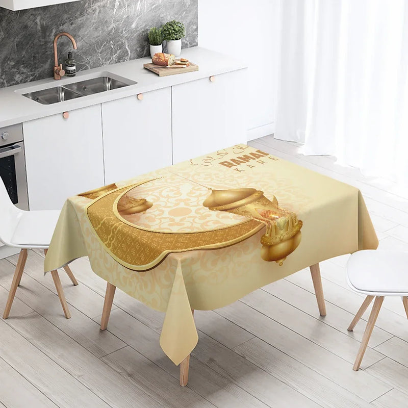 Axyaa Eid Mubarak Mosque Tablecloth: Waterproof, Anti-fouling, Islamic Home Decor