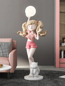 Axya Young Girl Statue with LED Lamp for Living Room or Table Décor