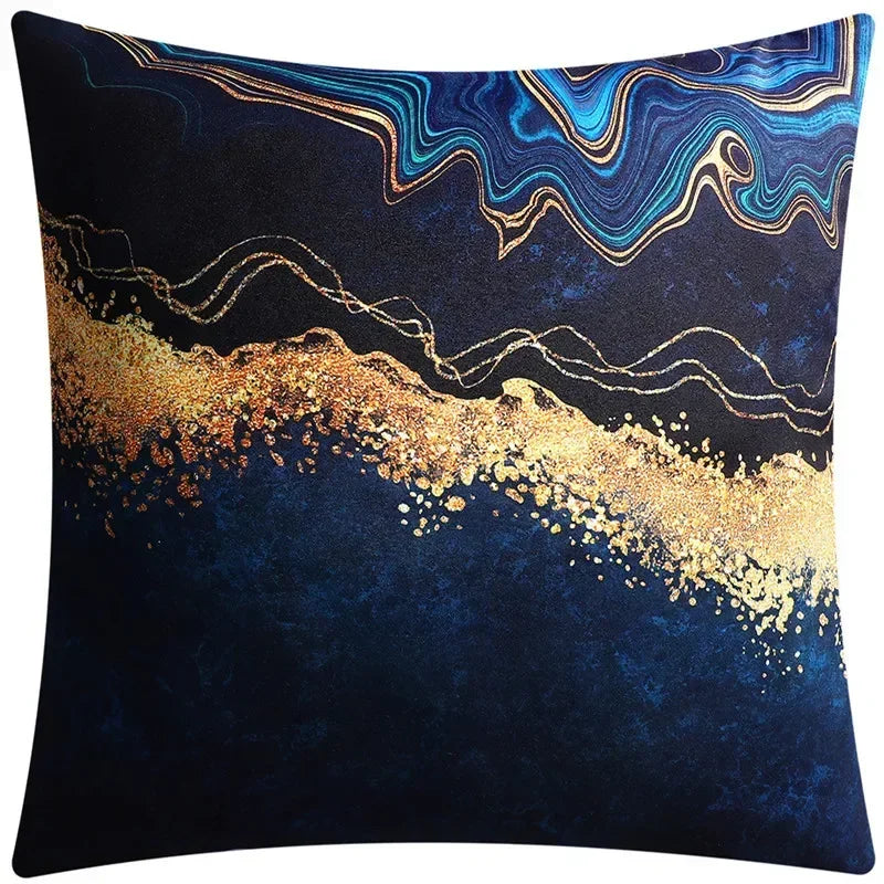 Axyaa Blue Floral Print Cushion Cover 45x45cm - Modern Sofa Car Decorative Pillow Cover