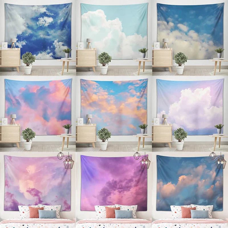 Axyaa Melodious Clouds Art Tapestry Wall Hanging - Hippie Bedroom Dorm Room Decor