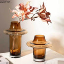 Axyaa Amber Glass Tower Vase: Creative Hydroponics Plant Pot & Home Decor