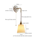 Axyaa Ceramic Copper Wall Sconce LED Lamp with Pull Chain Switch