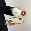 Axyaa Ceramic Latte Cup & Plate Set, Hand-painted Design for Afternoon Tea