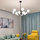 Axyaa Modern Glass Ball Chandelier for Dining and Living Room, E27 Lustre Ceiling Pendant Light