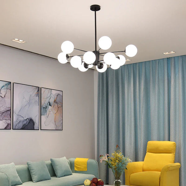 Axyaa Modern Glass Ball Chandelier for Dining and Living Room, E27 Lustre Ceiling Pendant Light