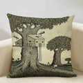 Axyaa Enchanted Forest Tree House Pillow Cover for Home Decor Sofa