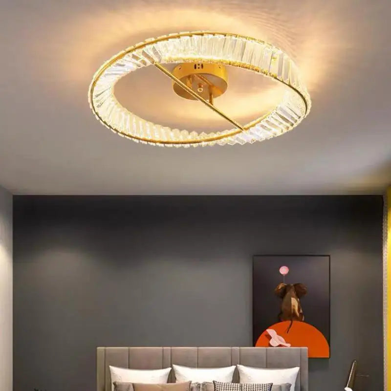 Axyaa Diamond Luster Crystal Rings LED Ceiling Light Gold Luxurious Ceiling Lamp