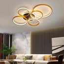 Axyaa Modern LED Chandelier Black/Gold Light Luxury Circular Ring Ceiling Fixture