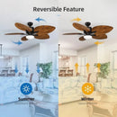 Axyaa Retro 5 Palm Leaf Ceiling Fan Chandelier for Living Room, Dining Room & Bedroom