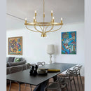 Axyaa Brass 9-Light Chandelier Gold Finish Geometric Ceiling Light for Dining & Living Room
