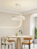 Axyaa Circle Chandelier Crystal Pendant Lamp, Postmodern Minimalist Living Room Lighting