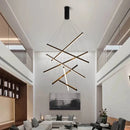 Axyaa Nordic Black LED Stair Chandelier Modern Ceiling Hall Pendant Light