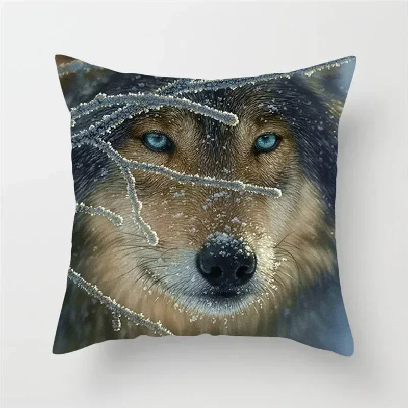 Axyaa Wildlife Wolf Decorative Pillow Sleeve for Home and Office Décor