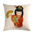 Axyaa Geisha Kimono Linen Pillow Cover for Home and Car Decoration