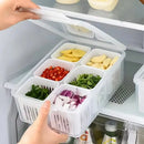 Axyaa Refrigerator Storage Box with 4/6 Grids - Kitchen Fresh-keeping and Drain Basket Organizer