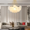 Axyaa Bubble Glass LED Chandelier, Elegant Black Gold Pendant Lamp for Dining & Living Room.