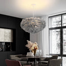 Axyaa Modern White Feather Pendant Chandelier for Bedroom & Dining Room