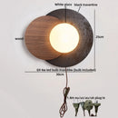 Axyaa Luxury LED Wall Light Black Travertine Glass Wood Japan Style Bedside Lamp