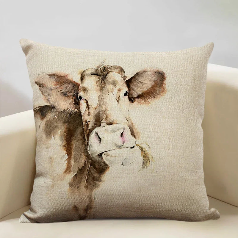 Axyaa Animal Horse Chicken Lizard Cow Antelope Pillow Case