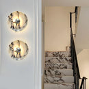 Axyaa Round Stone Shade LED Wall Lamp for Luxurious Living Room