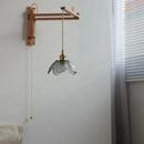 Axyaa Glass Flower LED Wall Lamp with Flexible Arm, Wood Modern Nordic Design