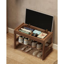 Axyaa Walnut Shoe Storage Bench with Cushion and Organizer