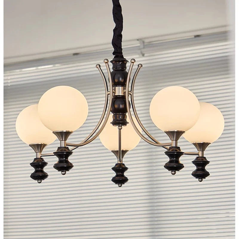 Axyaa Walnut Chandelier, Retro Designer Branch Lighting