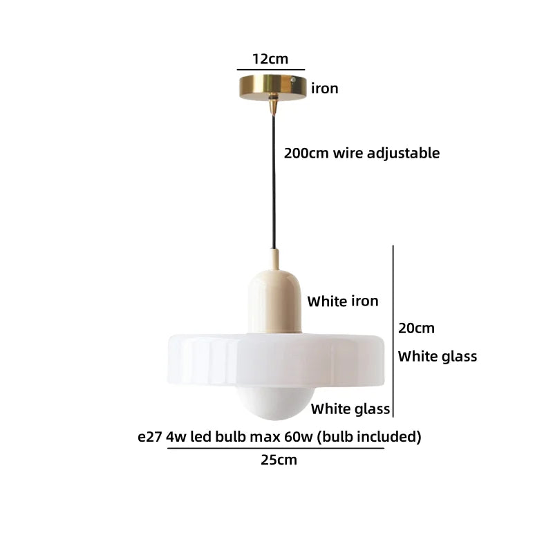 Axyaa White Ceramic Brass LED Pendant Light Modern Nordic Hanging Lamp